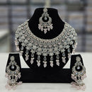 Rajwadi Collection Silver Plated Crystal Stone And Beads Necklace Set