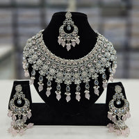 Rajwadi Collection Silver Plated Crystal Stone And Beads Necklace Set