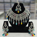 Rajwadi Collection Silver Plated Crystal Stone And Beads Necklace Set