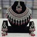 Rajwadi Collection Silver Plated Crystal Stone And Beads Necklace Set