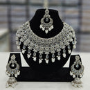 Rajwadi Collection Silver Plated Crystal Stone And Beads Necklace Set