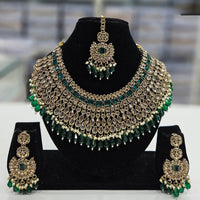 Rajwadi Collection Gold Plated Crystal Stone And Beads Necklace Set