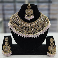 Rajwadi Collection Gold Plated Crystal Stone And Beads Necklace Set