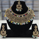 Rajwadi Collection Gold Plated Crystal Stone And Beads Necklace Set