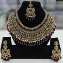 Rajwadi Collection Gold Plated Crystal Stone And Beads Necklace Set