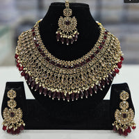 Rajwadi Collection Gold Plated Crystal Stone And Beads Necklace Set