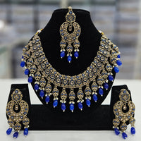 Rajwadi Collection Gold Plated Crystal Stone And Beads Necklace Set