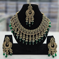 Rajwadi Collection Gold Plated Crystal Stone And Beads Necklace Set