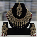 Rajwadi Collection Gold Plated Crystal Stone And Beads Necklace Set
