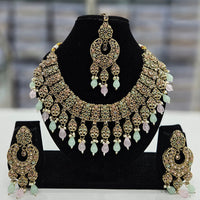 Rajwadi Collection Gold Plated Crystal Stone And Beads Necklace Set