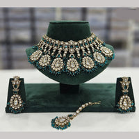 Rajwadi Collection Gold Plated Crystal Stone And Beads Necklace Set