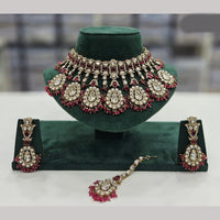 Rajwadi Collection Gold Plated Crystal Stone And Beads Necklace Set
