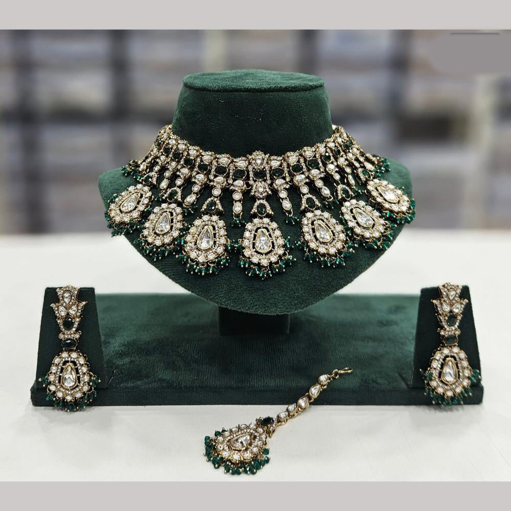 Rajwadi Collection Gold Plated Crystal Stone And Beads Necklace Set