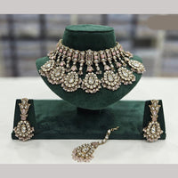 Rajwadi Collection Gold Plated Crystal Stone And Beads Necklace Set