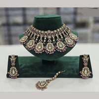 Rajwadi Collection Gold Plated Crystal Stone And Beads Necklace Set