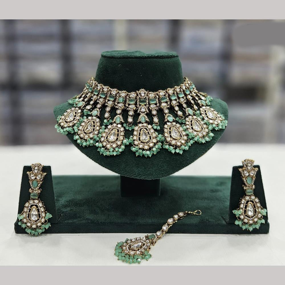 Rajwadi Collection Gold Plated Crystal Stone And Beads Necklace Set