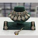 Rajwadi Collection Gold Plated Crystal Stone And Beads Necklace Set
