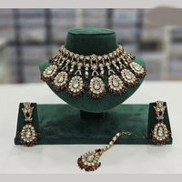 Rajwadi Collection Gold Plated Crystal Stone And Beads Necklace Set