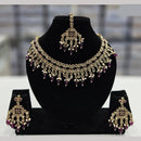 Rajwadi Collection Gold Plated Crystal Stone And Beads Necklace Set