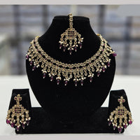 Rajwadi Collection Gold Plated Crystal Stone And Beads Necklace Set
