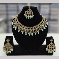 Rajwadi Collection Gold Plated Crystal Stone And Beads Necklace Set