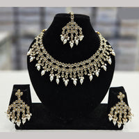 Rajwadi Collection Gold Plated Crystal Stone And Beads Necklace Set