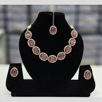 Rajwadi Collection Gold Plated Crystal Stone  Necklace Set