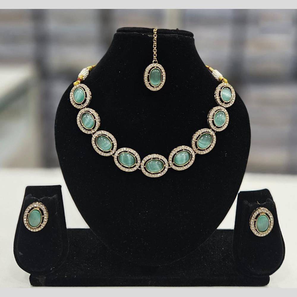 Rajwadi Collection Gold Plated Crystal Stone  Necklace Set