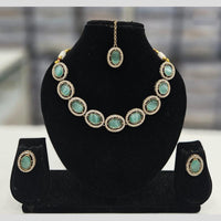 Rajwadi Collection Gold Plated Crystal Stone  Necklace Set