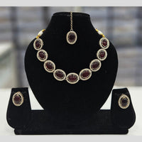 Rajwadi Collection Gold Plated Crystal Stone  Necklace Set