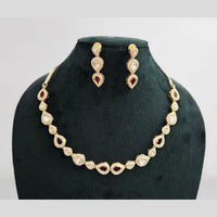Rajwadi Collection Gold Plated American Diamond Necklace Set