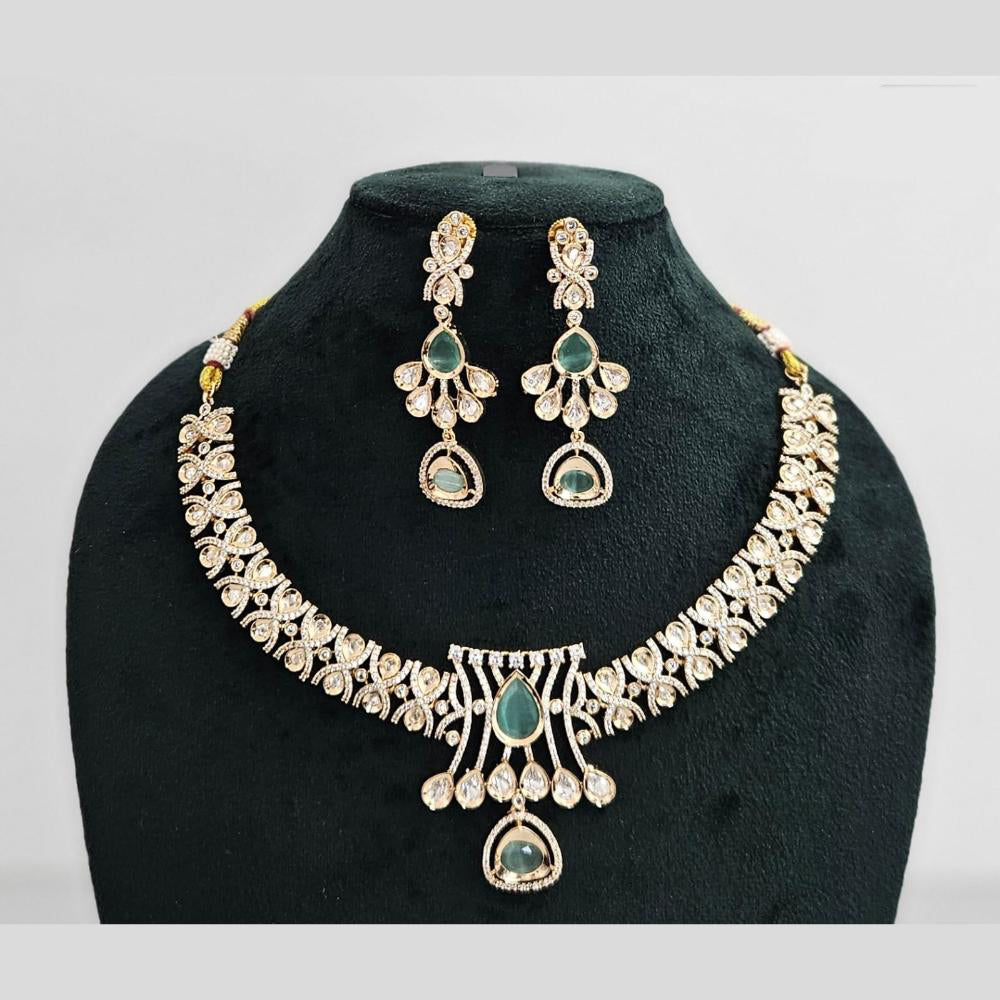 Rajwadi Collection Gold Plated American Diamond Necklace Set