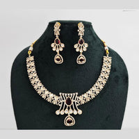 Rajwadi Collection Gold Plated American Diamond Necklace Set