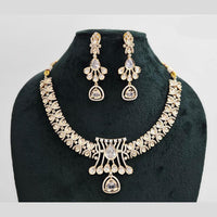 Rajwadi Collection Gold Plated American Diamond Necklace Set