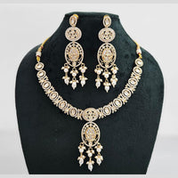Rajwadi Collection Gold Plated American Diamond Necklace Set
