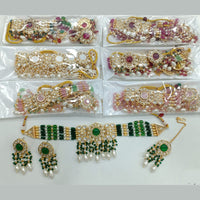 Rajwadi Collection Gold Plated Kundan Stone And Pearl Choker Necklace Set