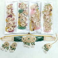 Rajwadi Collection Gold Plated Kundan Stone And Pearl Choker Necklace Set