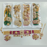 Rajwadi Collection Gold Plated Kundan Stone And Pearl Choker Necklace Set