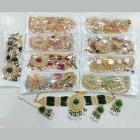 Rajwadi Collection Gold Plated Kundan Stone And Pearl Choker Necklace Set