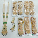 Rajwadi Collection Gold Plated Crystal Stone And Pearl Meenakari Long Necklace Set