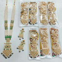 Rajwadi Collection Gold Plated Crystal Stone And Pearl Meenakari Long Necklace Set