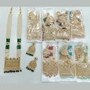 Rajwadi Collection Gold Plated Crystal Stone And Pearl Long Necklace Set