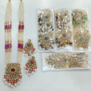 Rajwadi Collection Gold Plated Crystal Stone And Pearl Meenakari Long Necklace Set