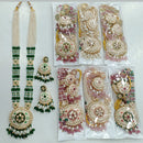 Rajwadi Collection Gold Plated Crystal Stone And Pearl Meenakari Long Necklace Set