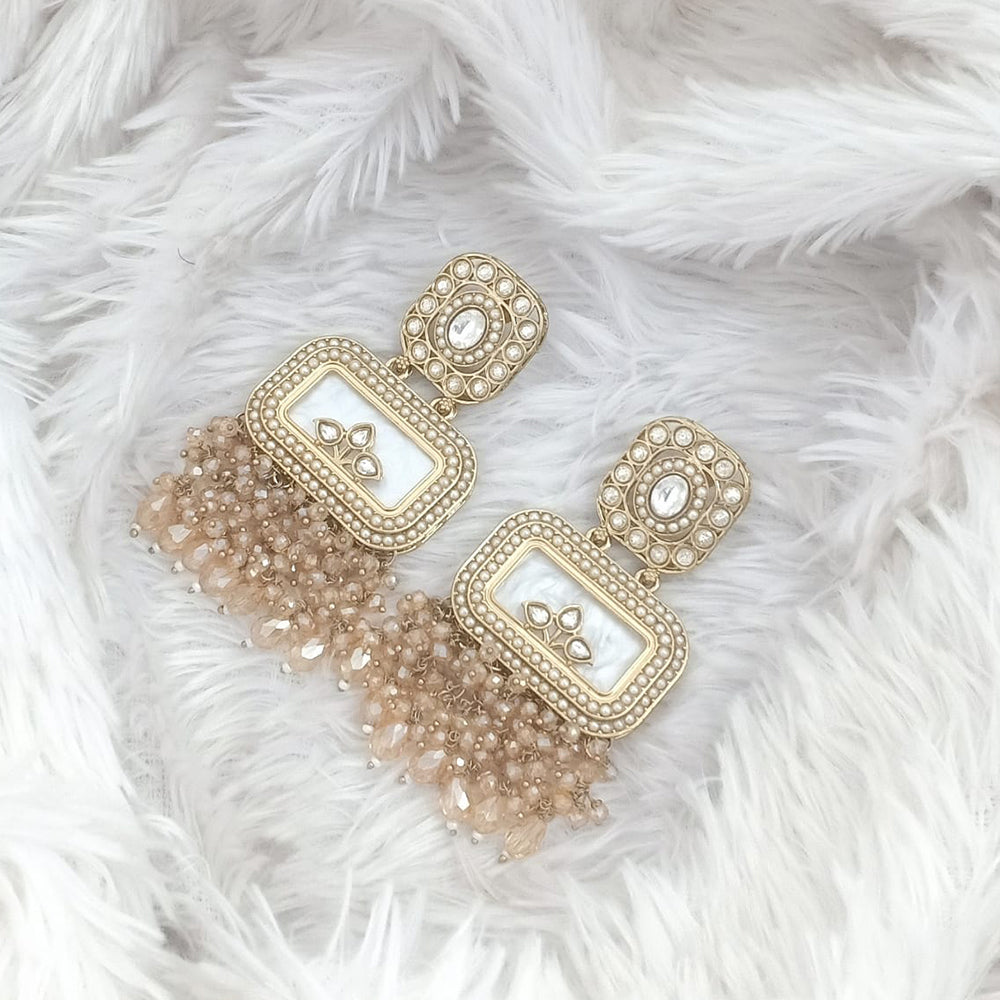 Rajwadi Collection Gold Pated Crystal Stone Dangler Earrings