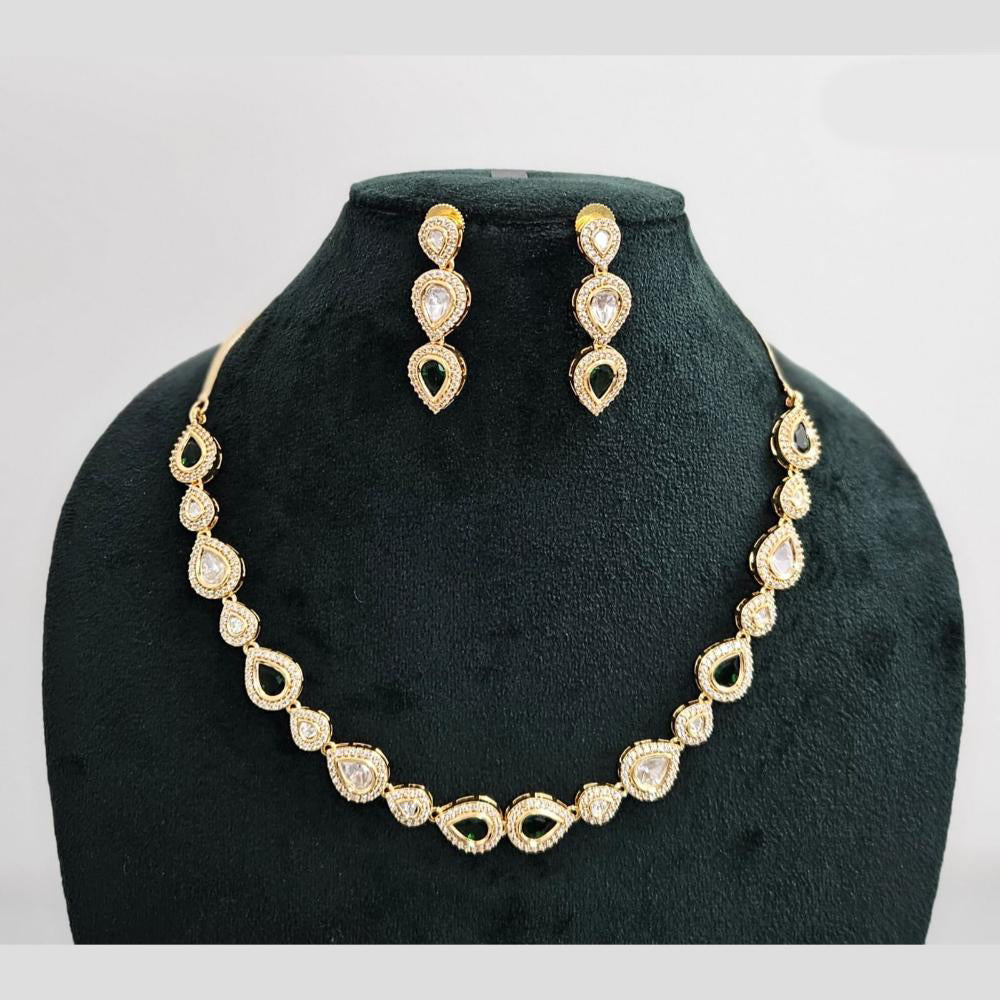 Rajwadi Collection Gold Plated American Diamond Necklace Set