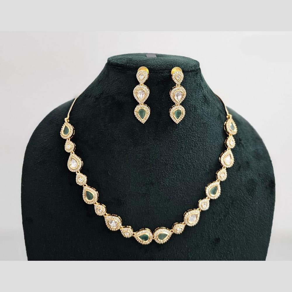 Rajwadi Collection Gold Plated American Diamond Necklace Set