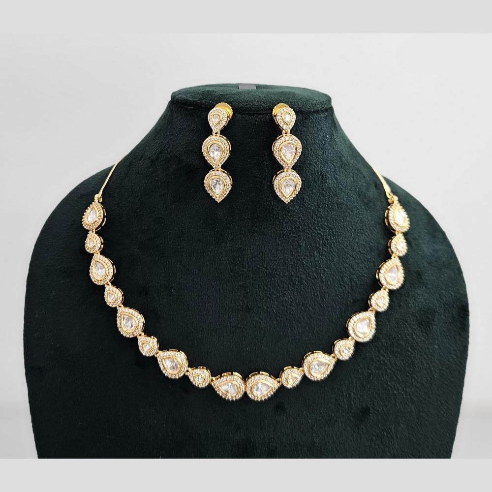 Rajwadi Collection Gold Plated American Diamond Necklace Set