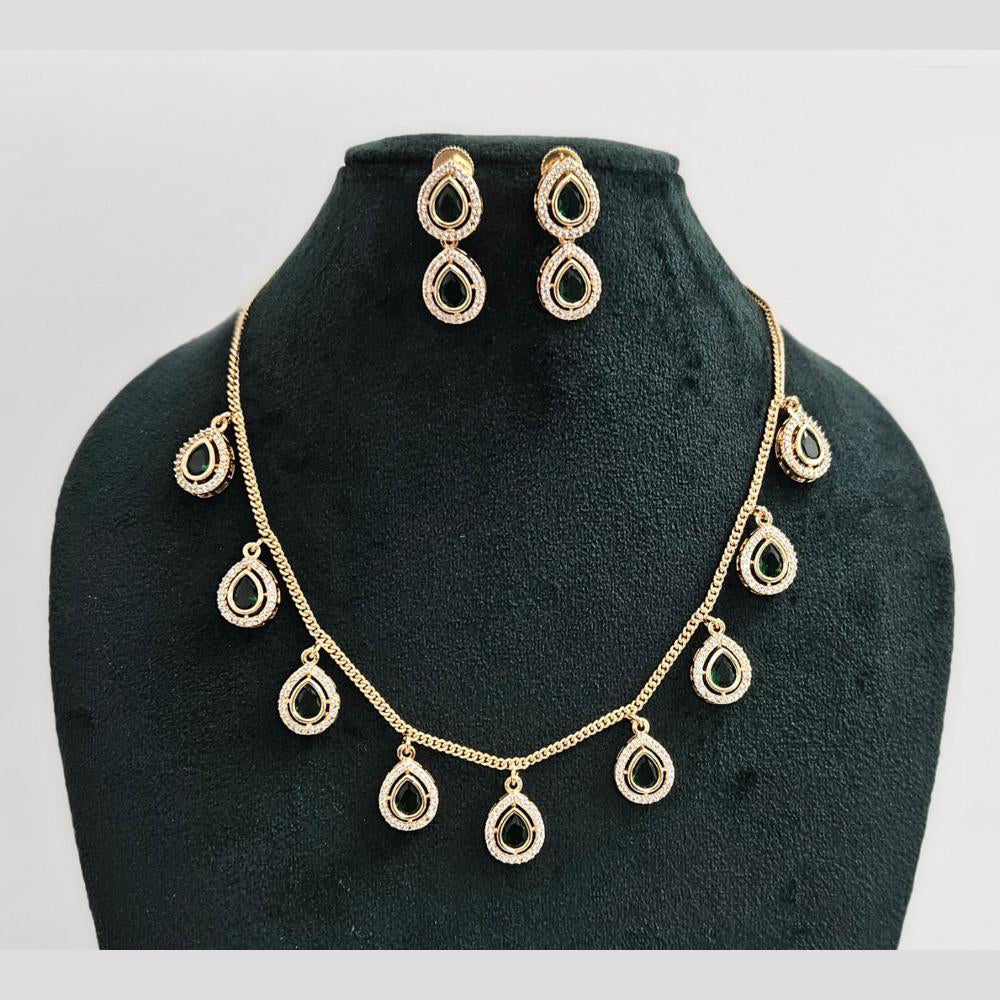 Rajwadi Collection Gold Plated American Diamond Necklace Set