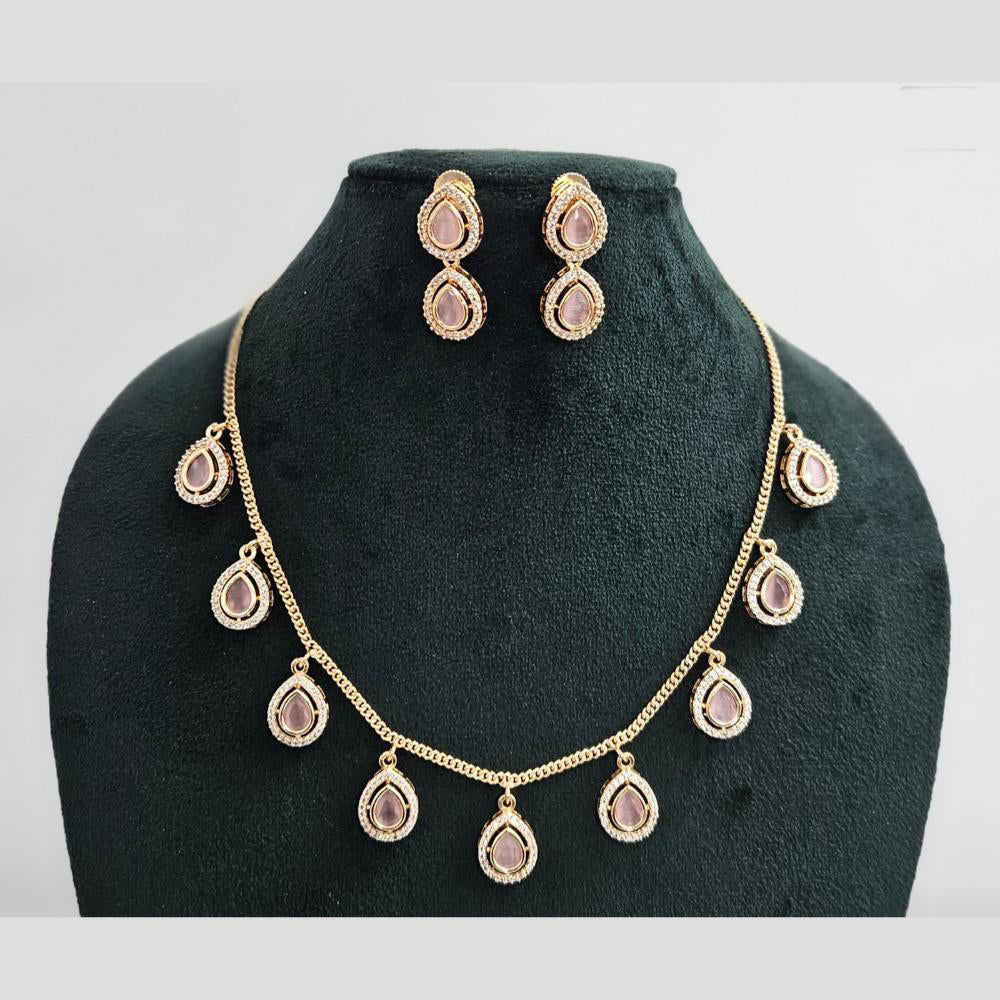 Rajwadi Collection Gold Plated American Diamond Necklace Set